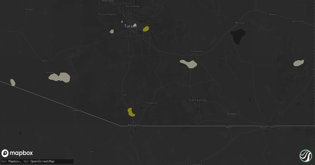 Hail map in Sonoita, AZ on August 19, 2026