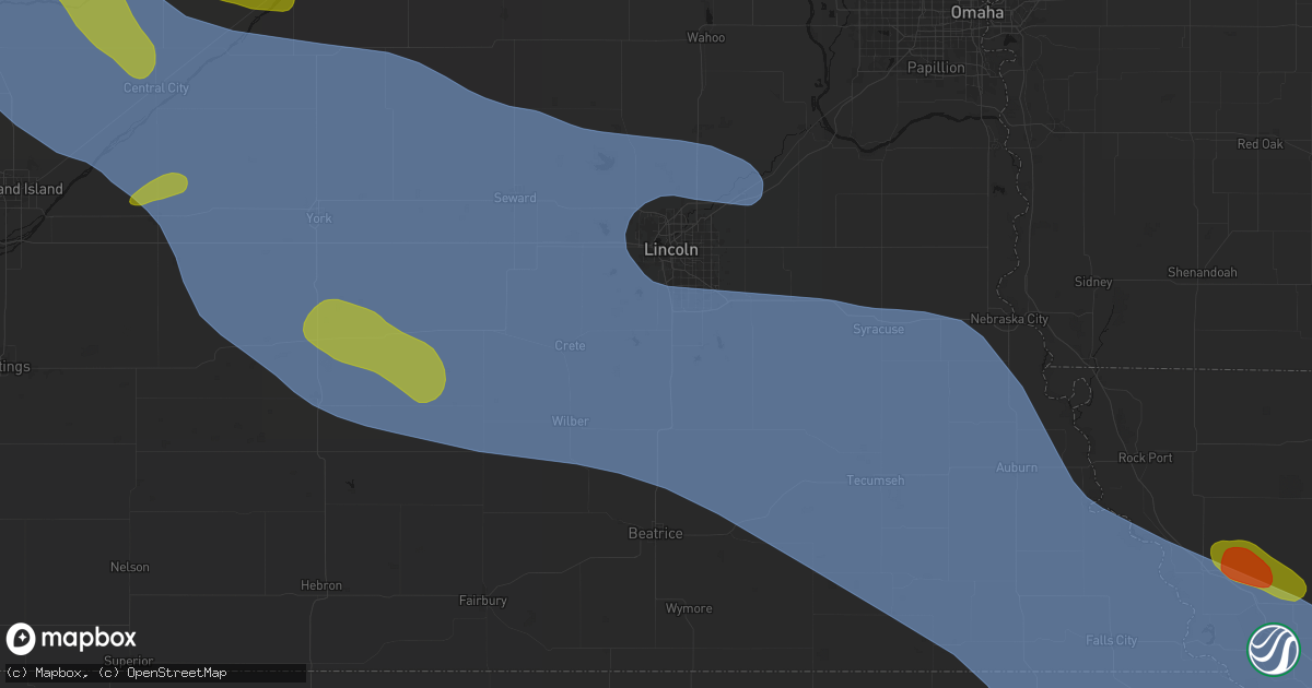 Hail map in Sprague, NE on August 19, 2026