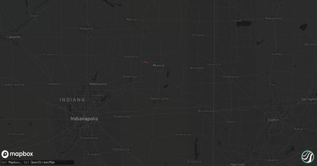 Hail map in Springport, IN on August 19, 2026