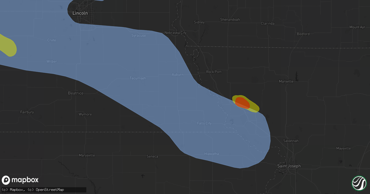 Hail map in Stella, NE on August 19, 2026