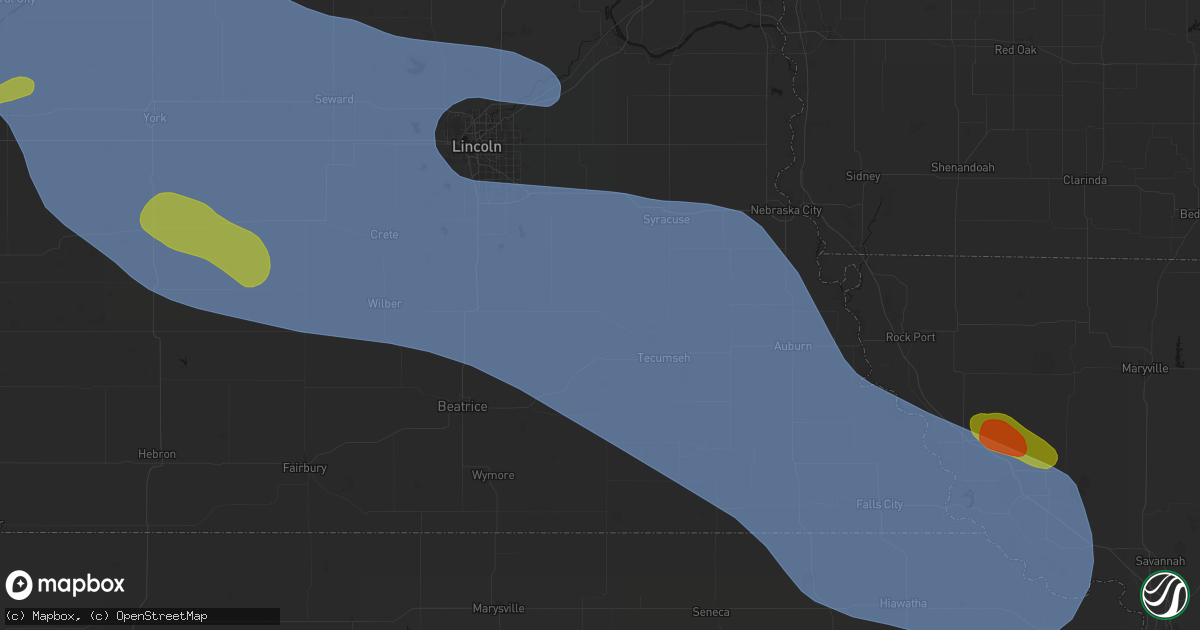 Hail map in Sterling, NE on August 19, 2026