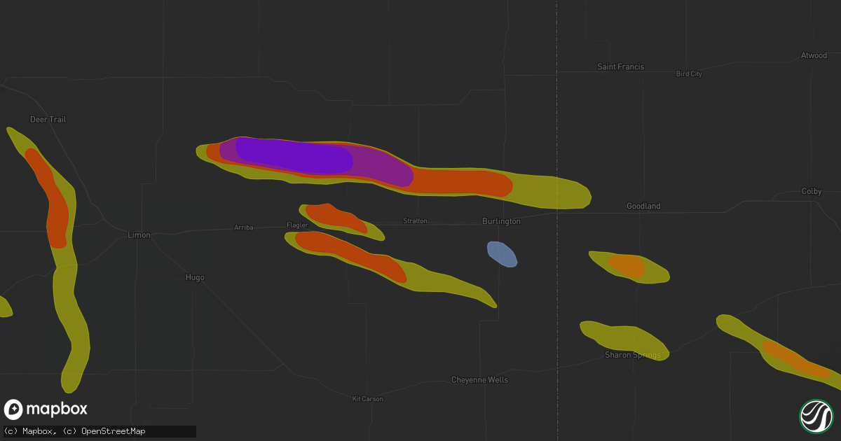 Hail map in Stratton, CO on August 19, 2026