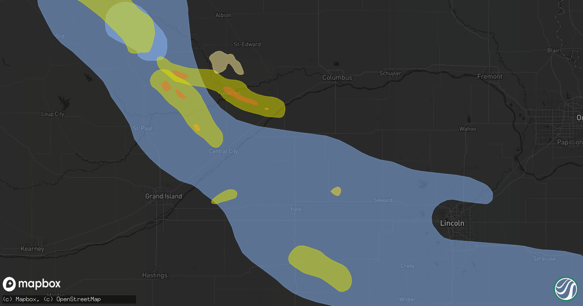 Hail map in Stromsburg, NE on August 19, 2026