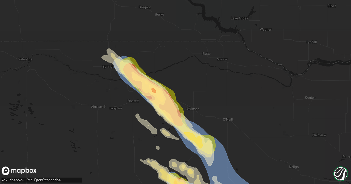 Hail map in Stuart, NE on August 19, 2026
