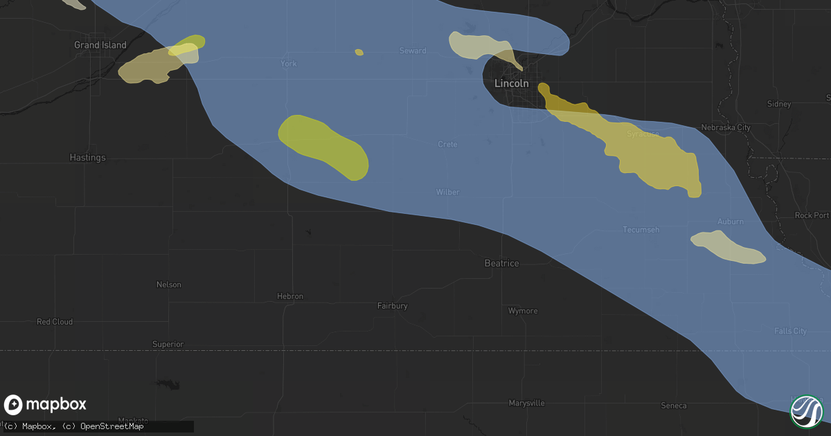 Hail map in Swanton, NE on August 19, 2026