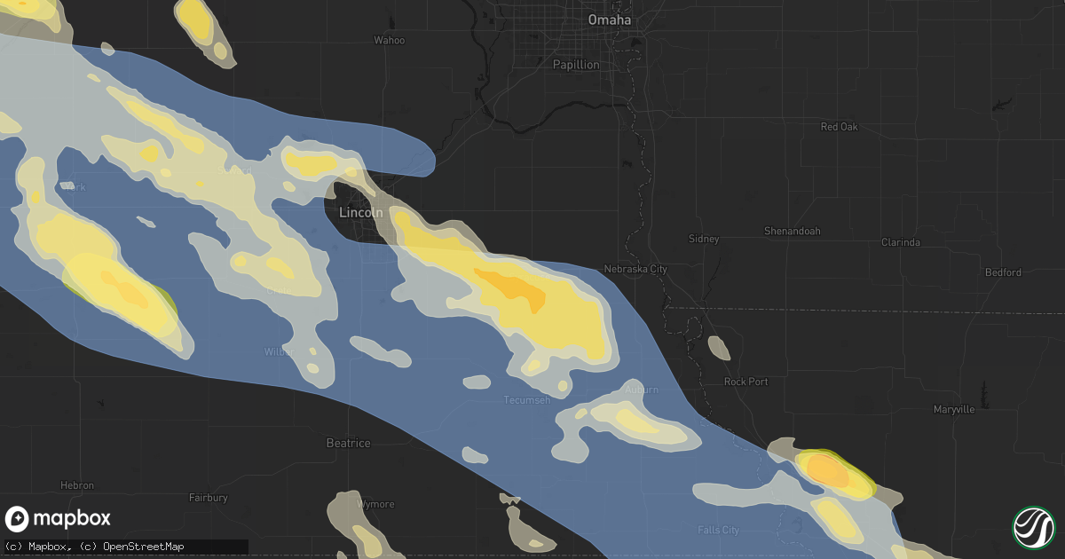 Hail map in Syracuse, NE on August 19, 2026