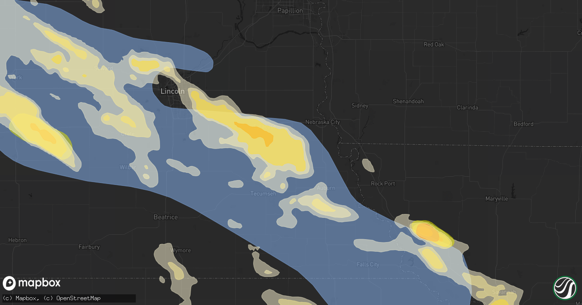 Hail map in Talmage, NE on August 19, 2026