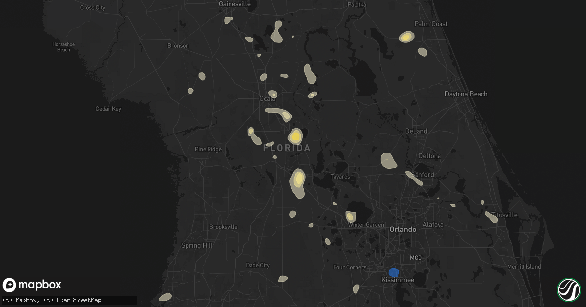 Hail map in The Villages, FL on August 19, 2026