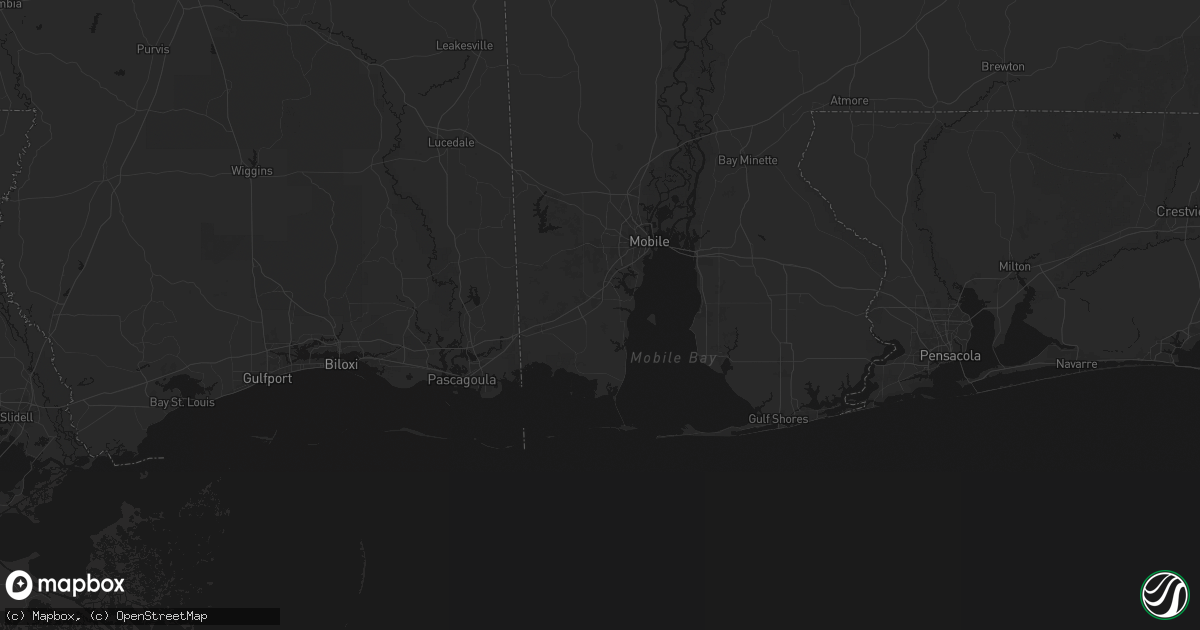 Hail map in Theodore, AL on August 19, 2026