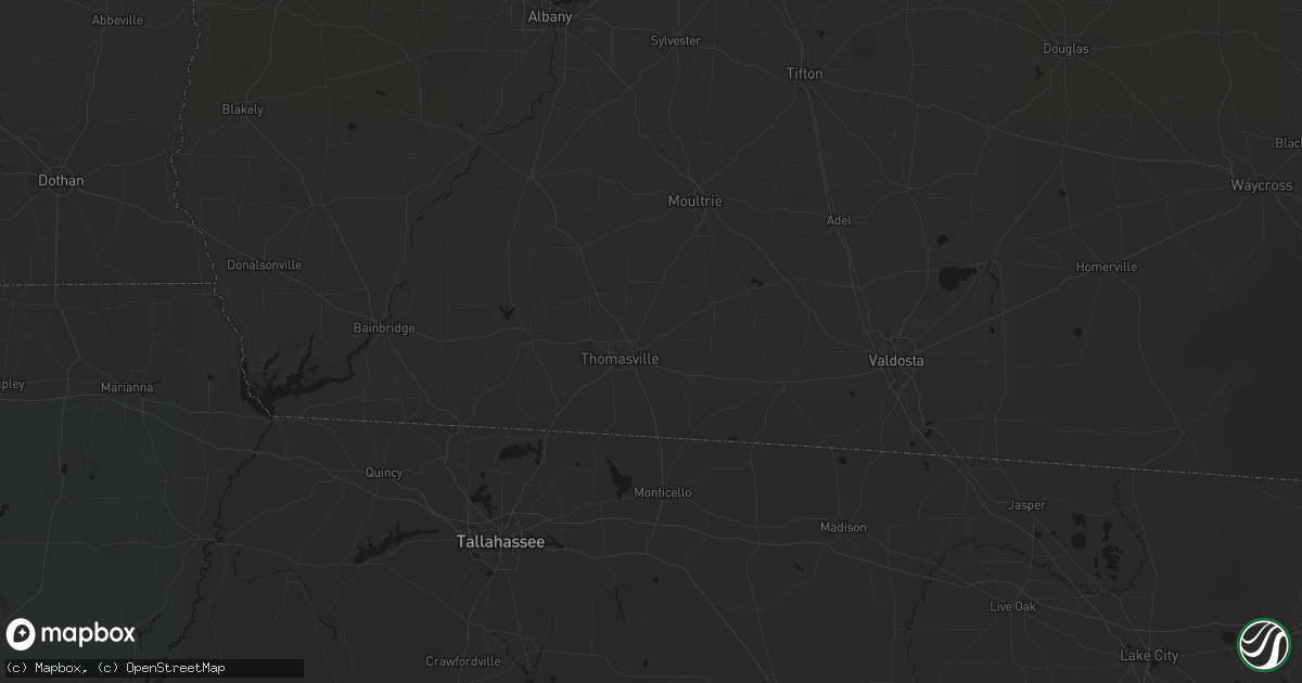 Hail map in Thomasville, GA on August 19, 2026