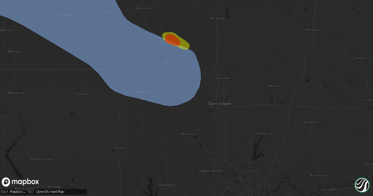 Hail map in Troy, KS on August 19, 2026