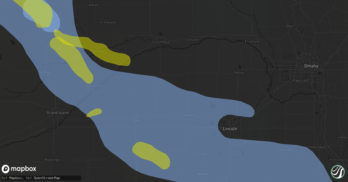 Hail map in Ulysses, NE on August 19, 2026