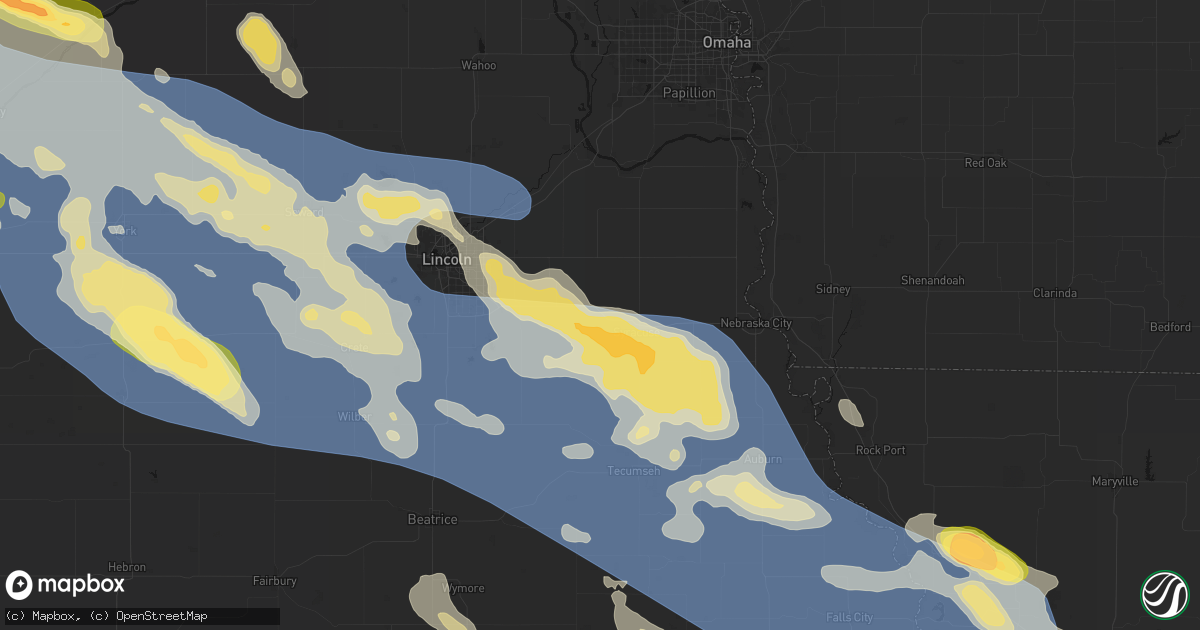 Hail map in Unadilla, NE on August 19, 2026
