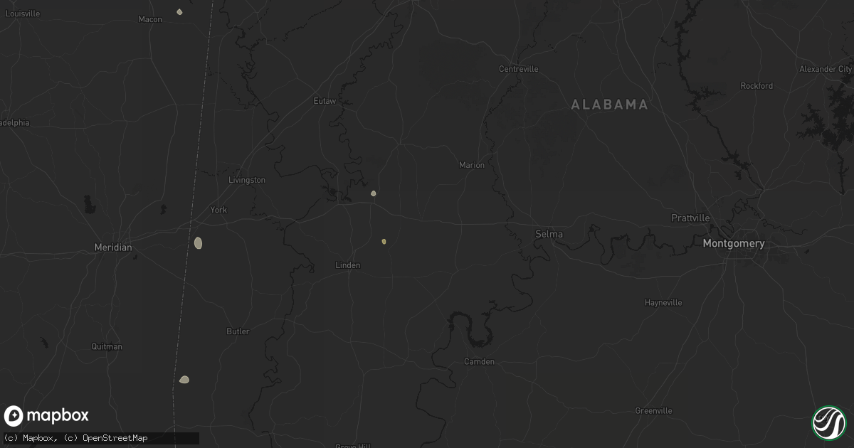 Hail map in Uniontown, AL on August 19, 2026