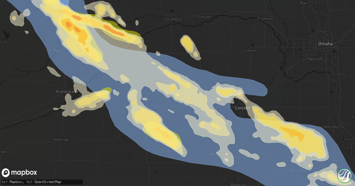 Hail map in Utica, NE on August 19, 2026