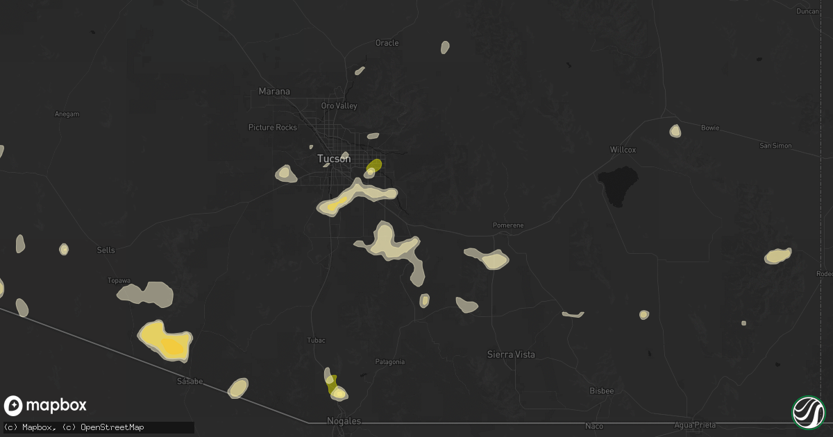 Hail map in Vail, AZ on August 19, 2026