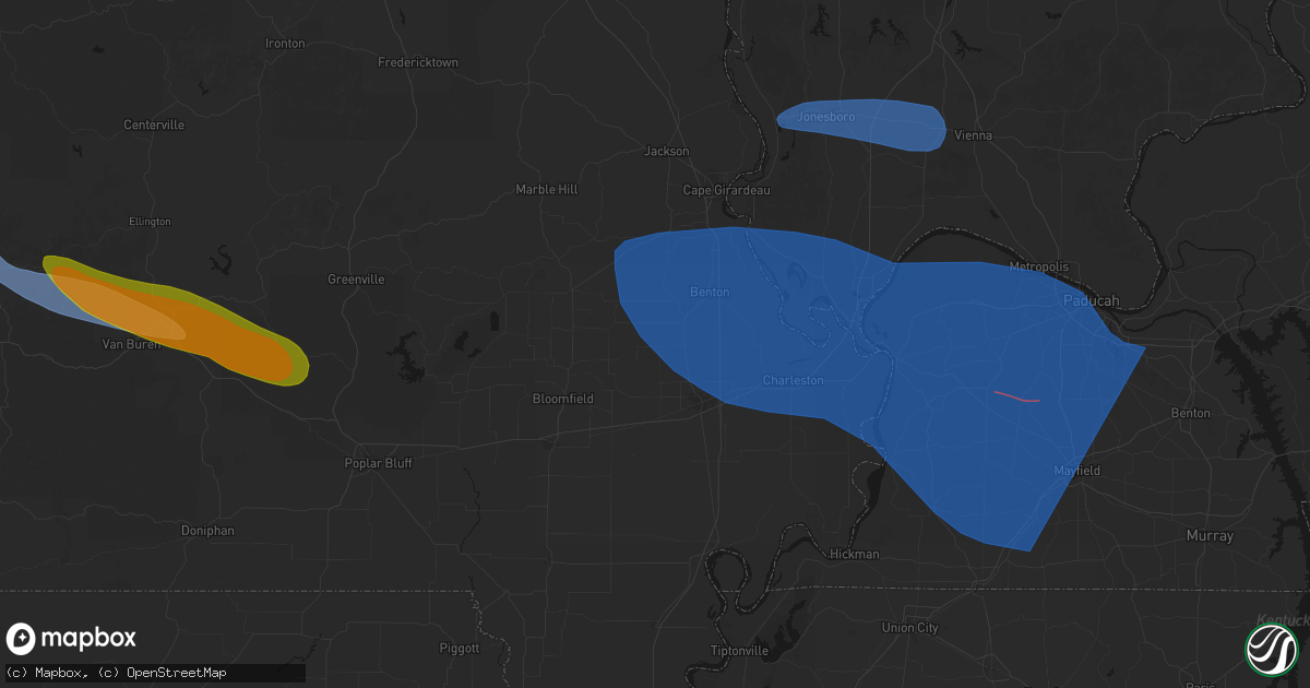 Hail map in Vanduser, MO on August 19, 2026