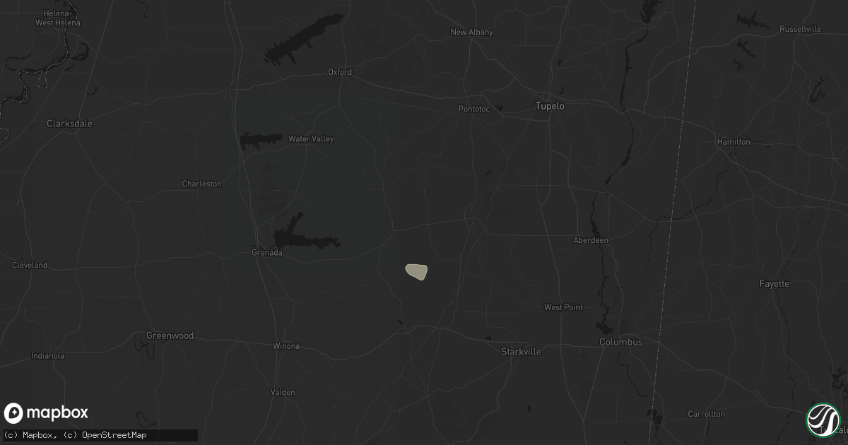Hail map in Vardaman, MS on August 19, 2026