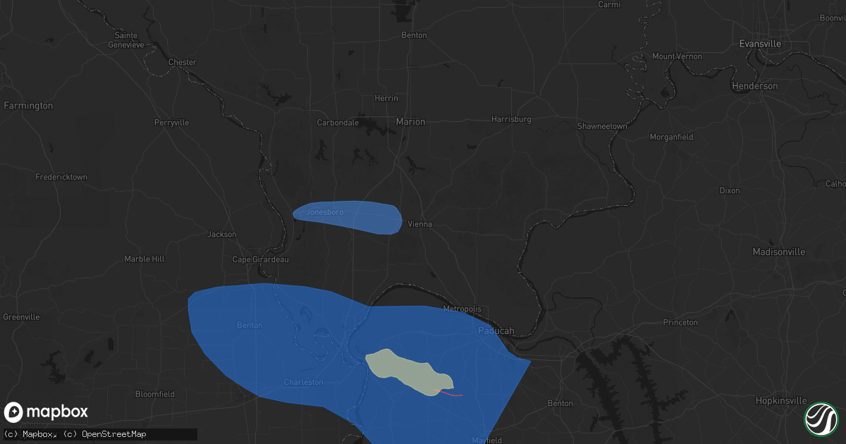 Hail map in Vienna, IL on August 19, 2026