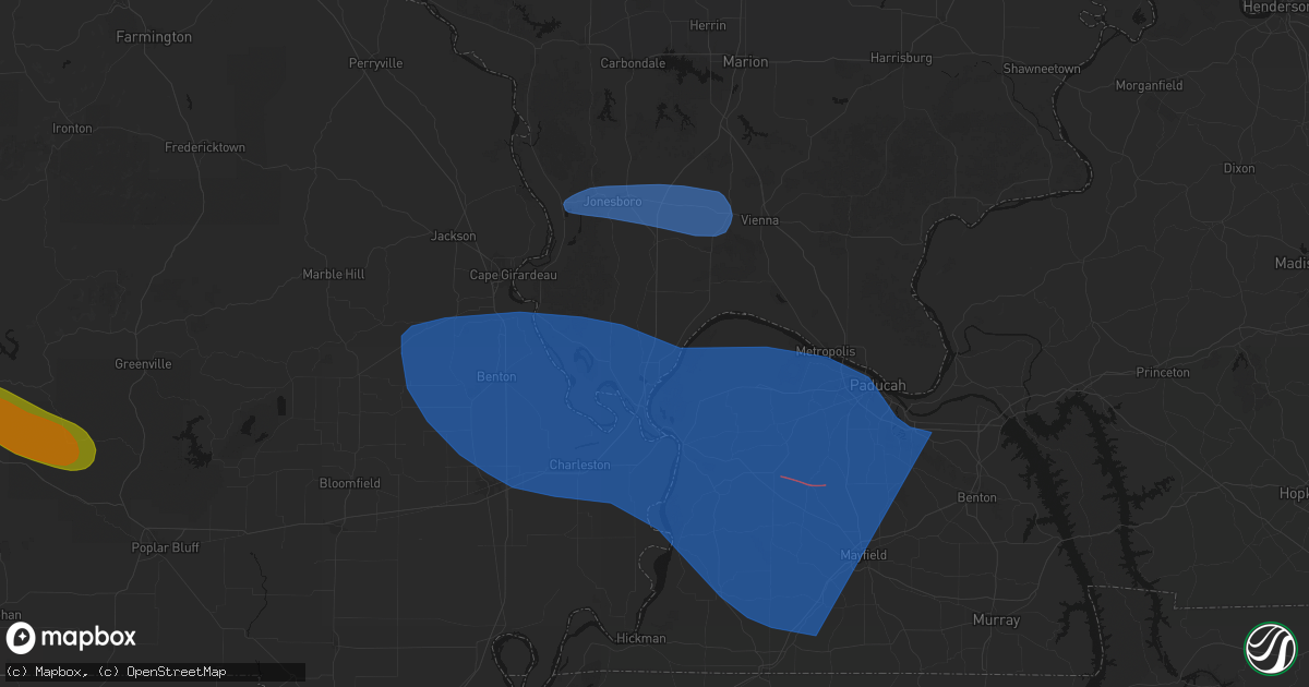Hail map in Villa Ridge, IL on August 19, 2026