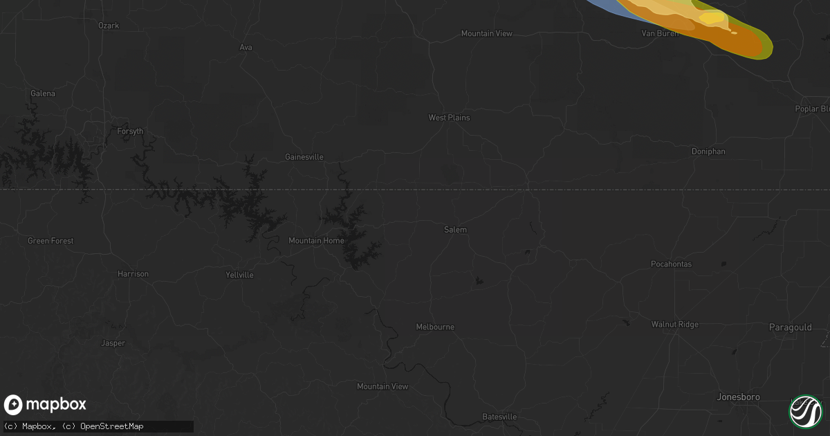Hail map in Viola, AR on August 19, 2026