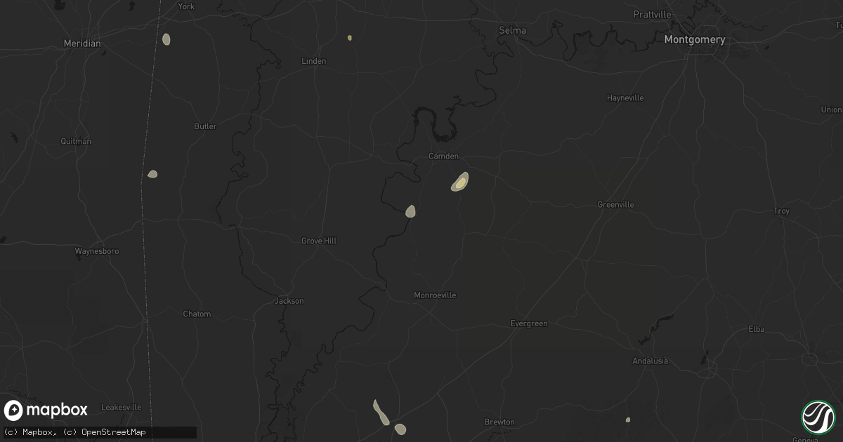 Hail map in Vredenburgh, AL on August 19, 2026