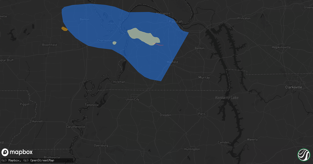 Hail map in Water Valley, KY on August 19, 2026