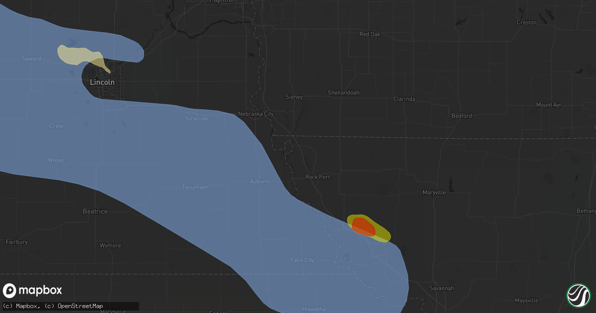 Hail map in Watson, MO on August 19, 2026