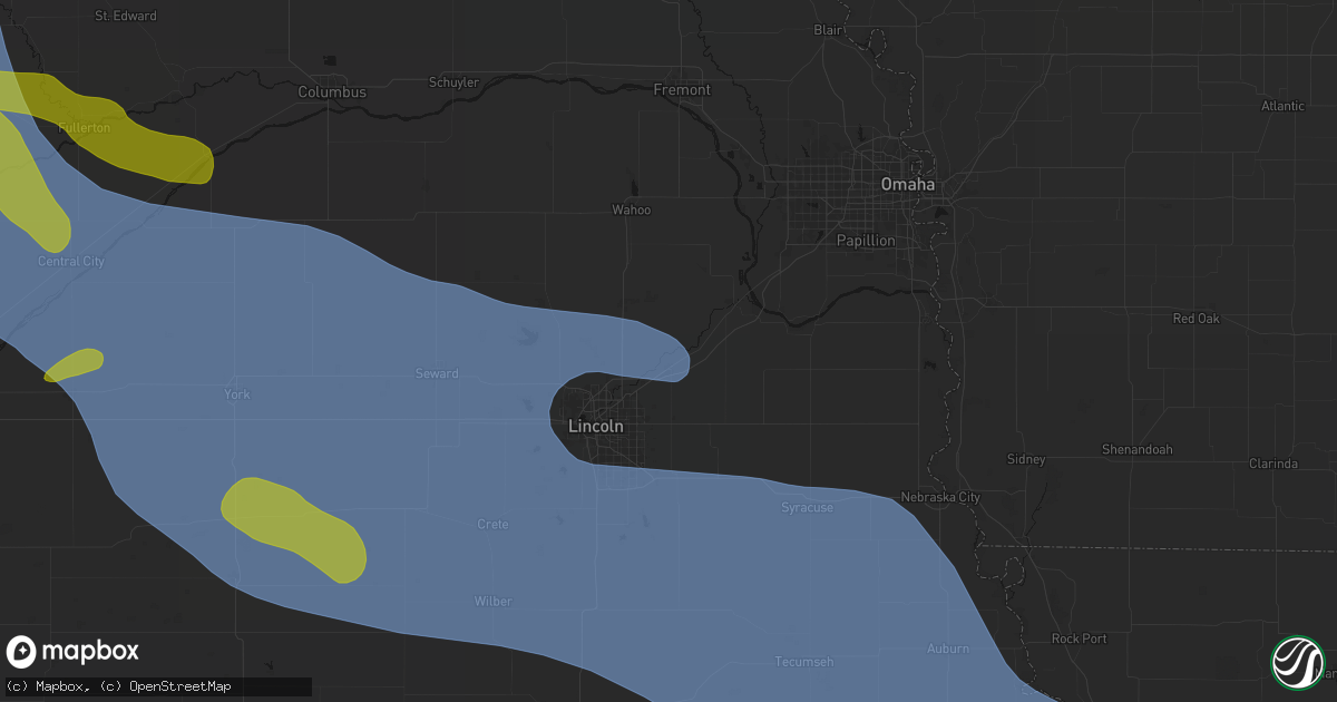 Hail map in Waverly, NE on August 19, 2026