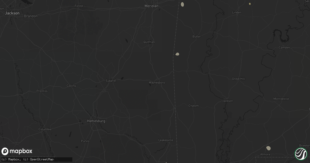 Hail map in Waynesboro, MS on August 19, 2026