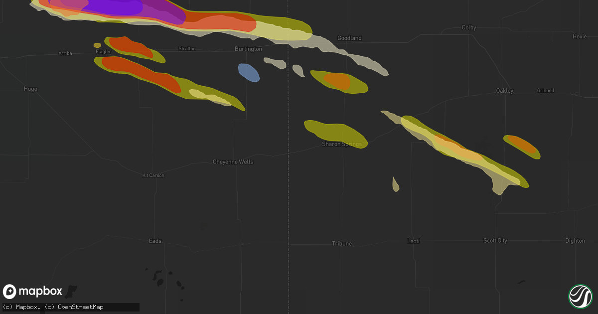 Hail map in Weskan, KS on August 19, 2026