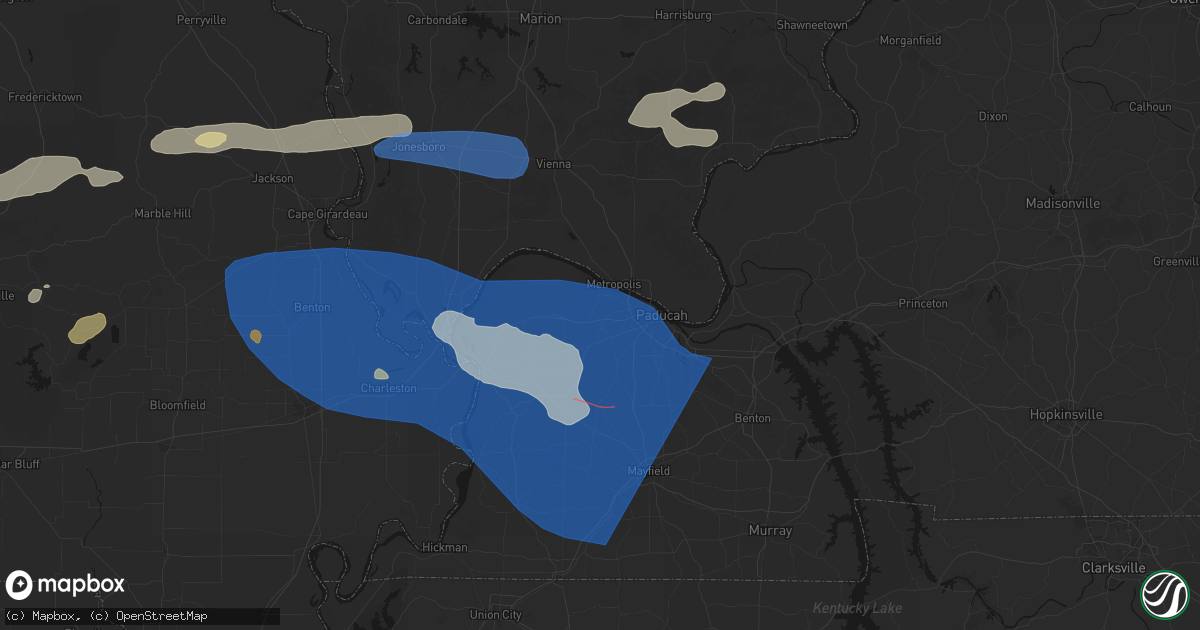 Hail map in West Paducah, KY on August 19, 2026