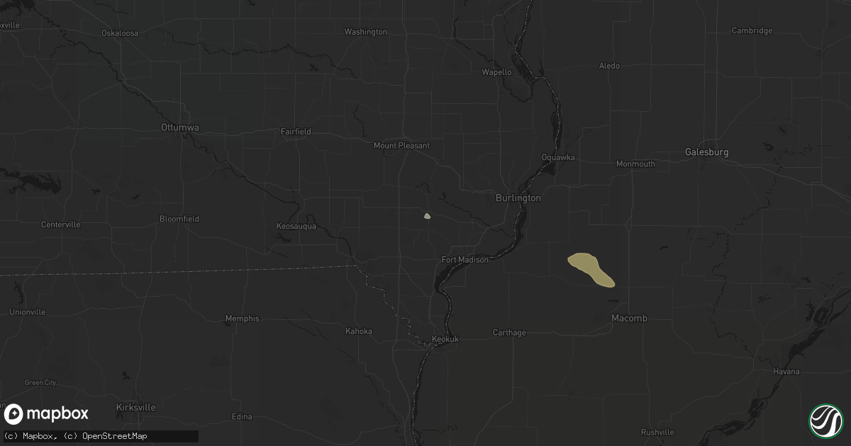 Hail map in West Point, IA on August 19, 2026