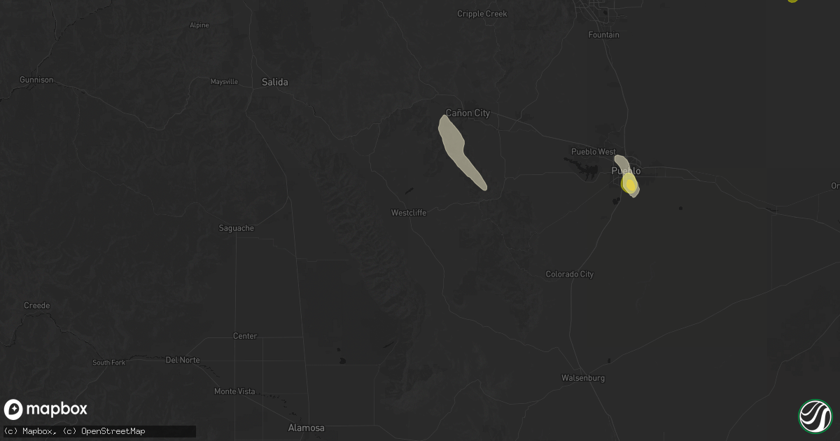 Hail map in Westcliffe, CO on August 19, 2026