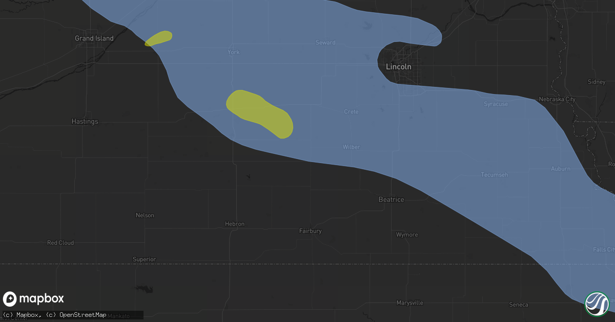 Hail map in Western, NE on August 19, 2026