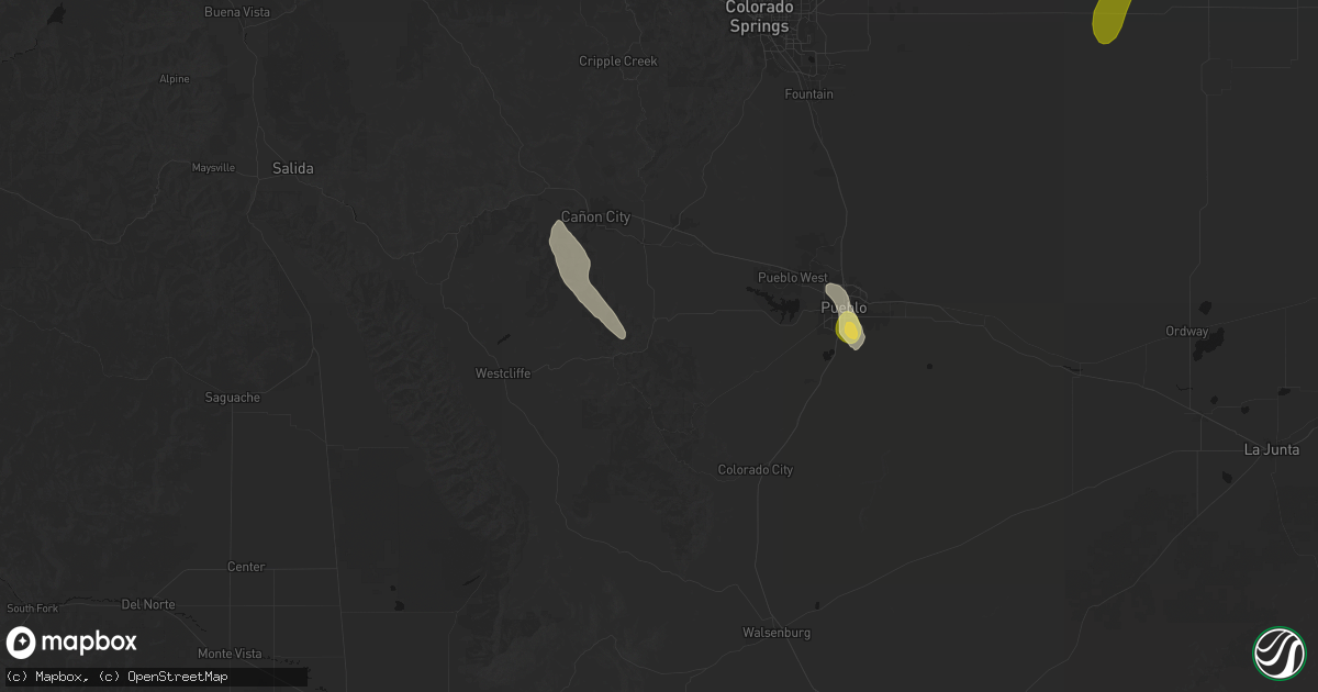 Hail map in Wetmore, CO on August 19, 2026