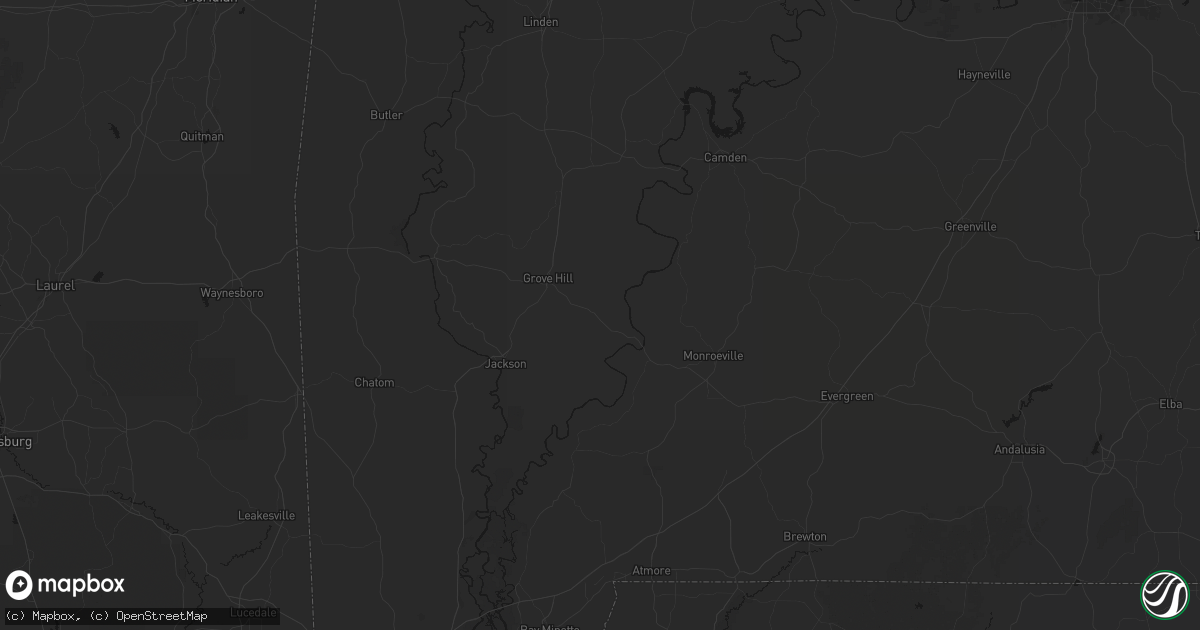 Hail map in Whatley, AL on August 19, 2026
