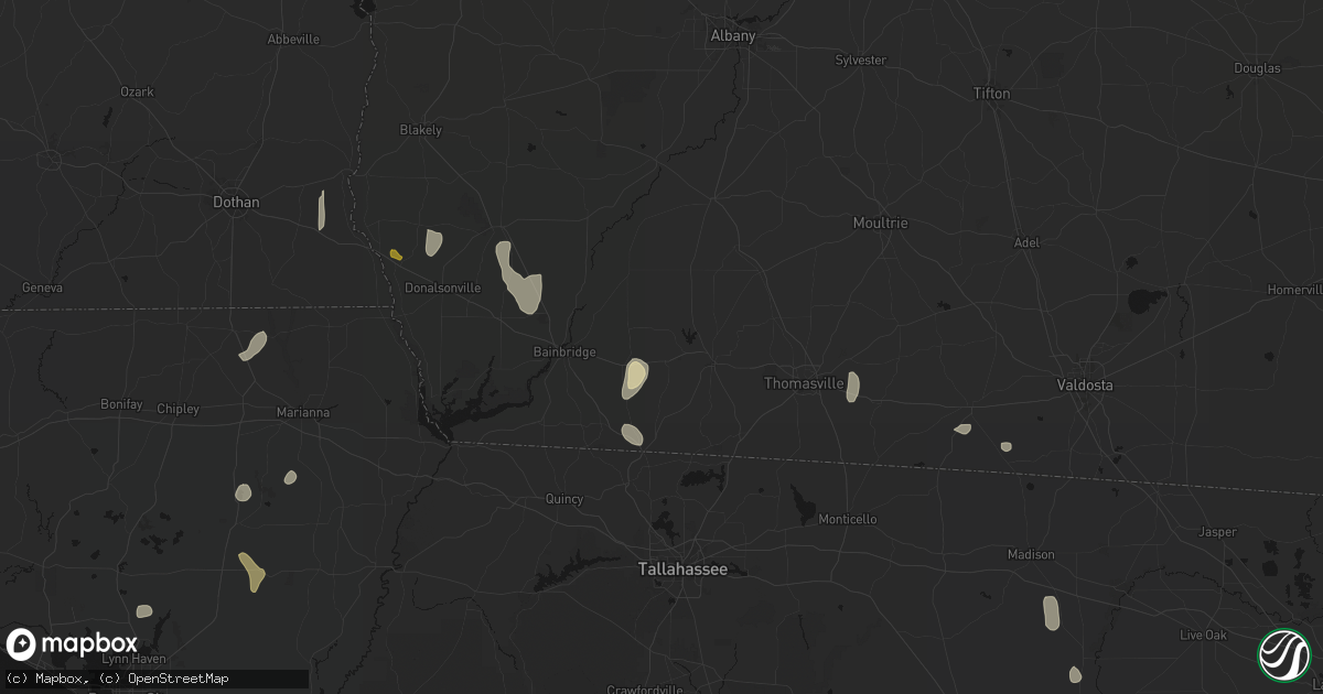 Hail map in Whigham, GA on August 19, 2026