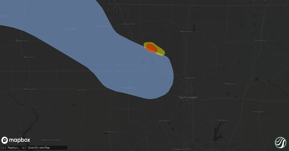 Hail map in White Cloud, KS on August 19, 2026