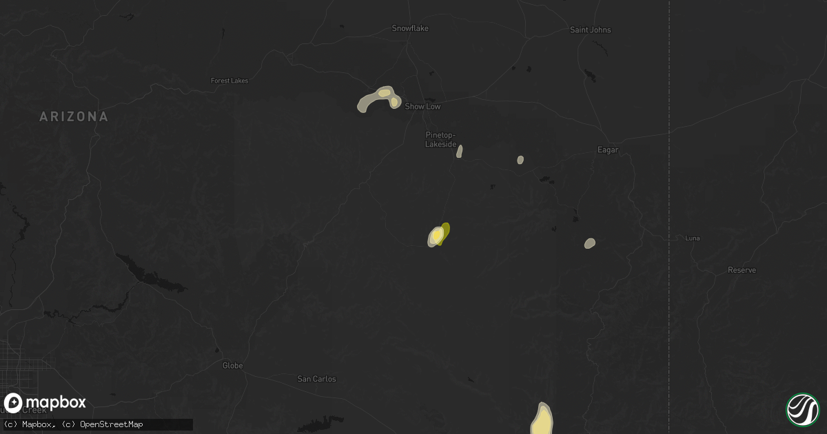 Hail map in Whiteriver, AZ on August 19, 2026