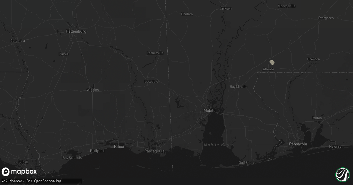 Hail map in Wilmer, AL on August 19, 2026