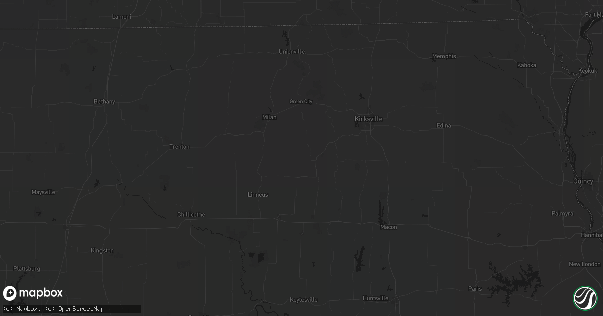 Hail map in Winigan, MO on August 19, 2026