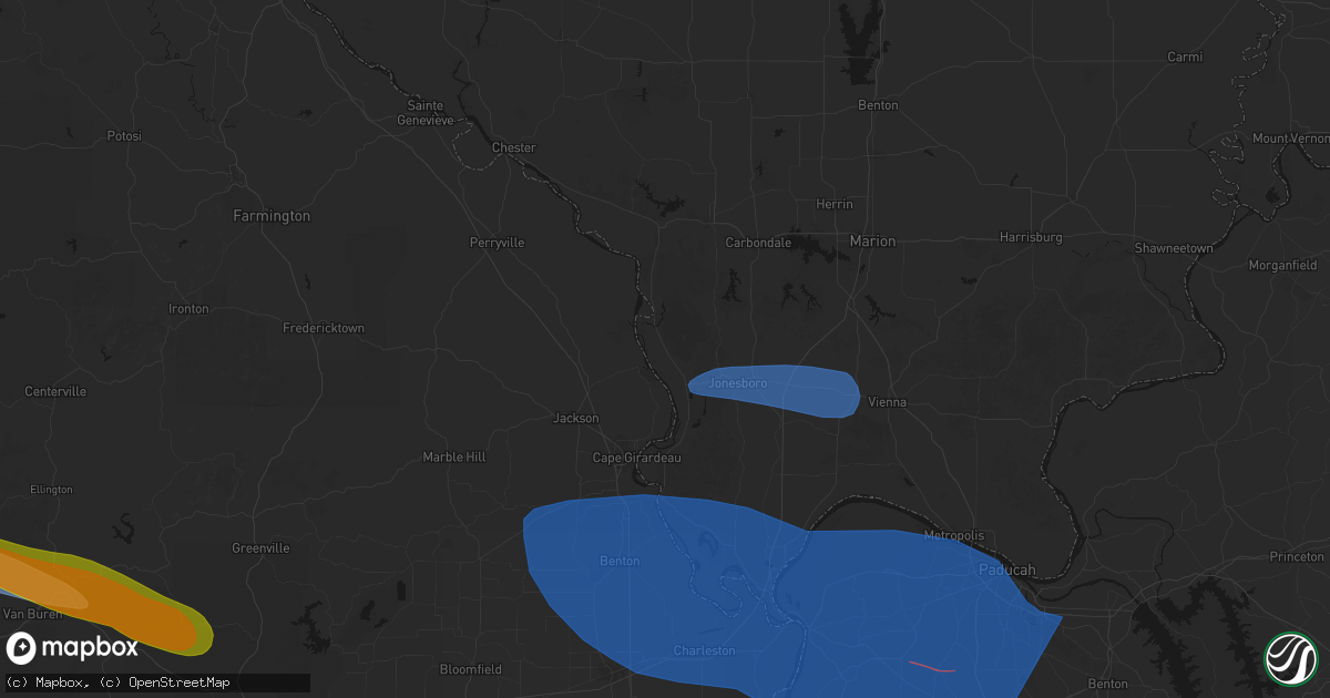 Hail map in Wolf Lake, IL on August 19, 2026