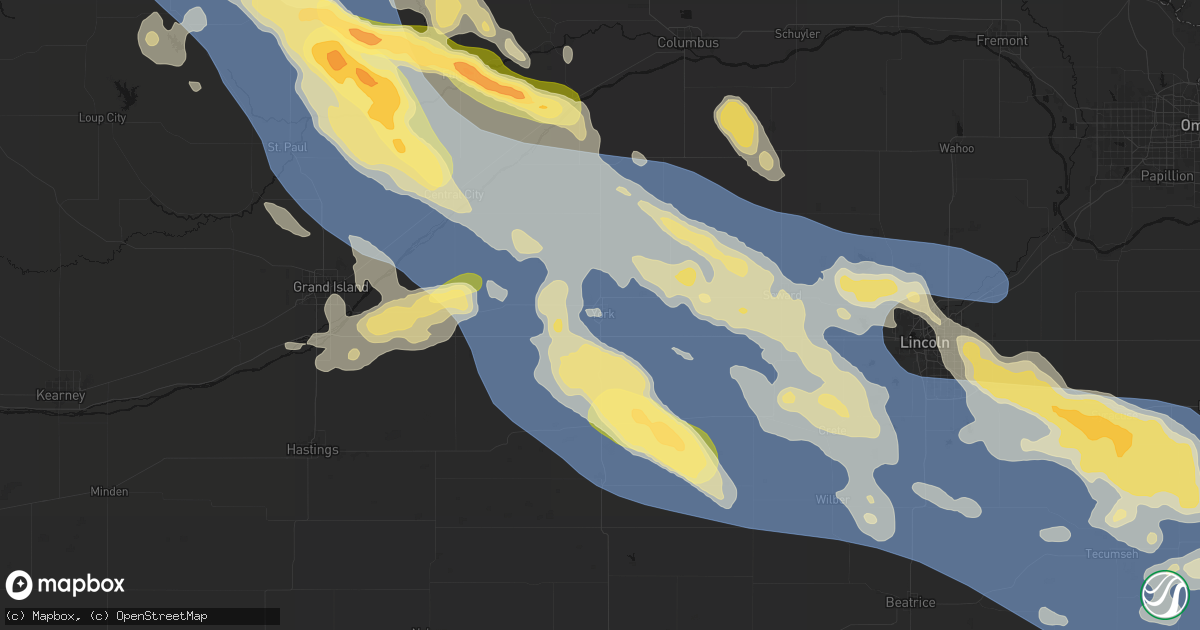 Hail map in York, NE on August 19, 2026