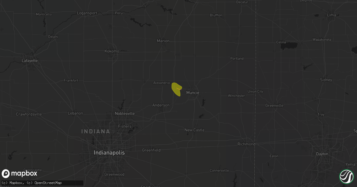 Hail map in Yorktown, IN on August 19, 2026