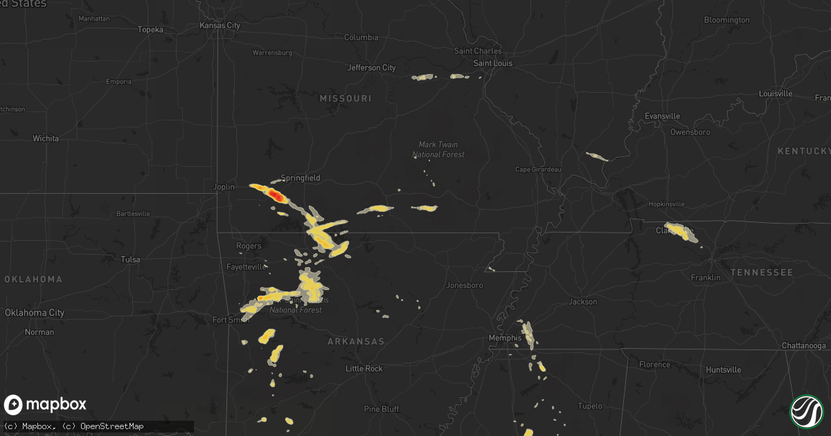 Hail map on August 20, 2011