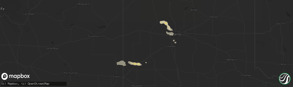 Hail map in Amarillo, TX on August 20, 2012