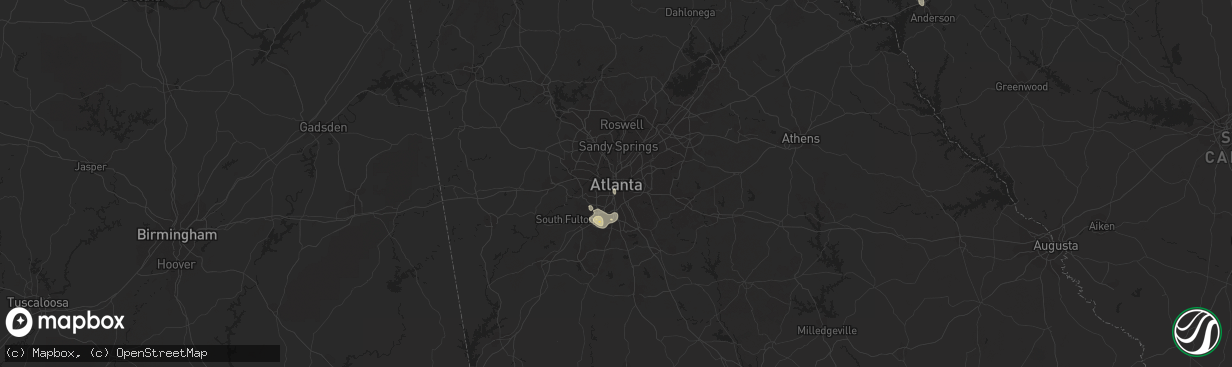 Hail map in Atlanta, GA on August 20, 2014