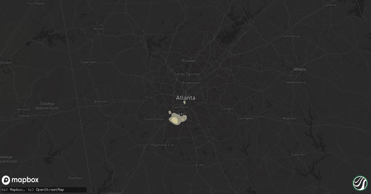 Hail map in Atlanta, GA on August 20, 2014