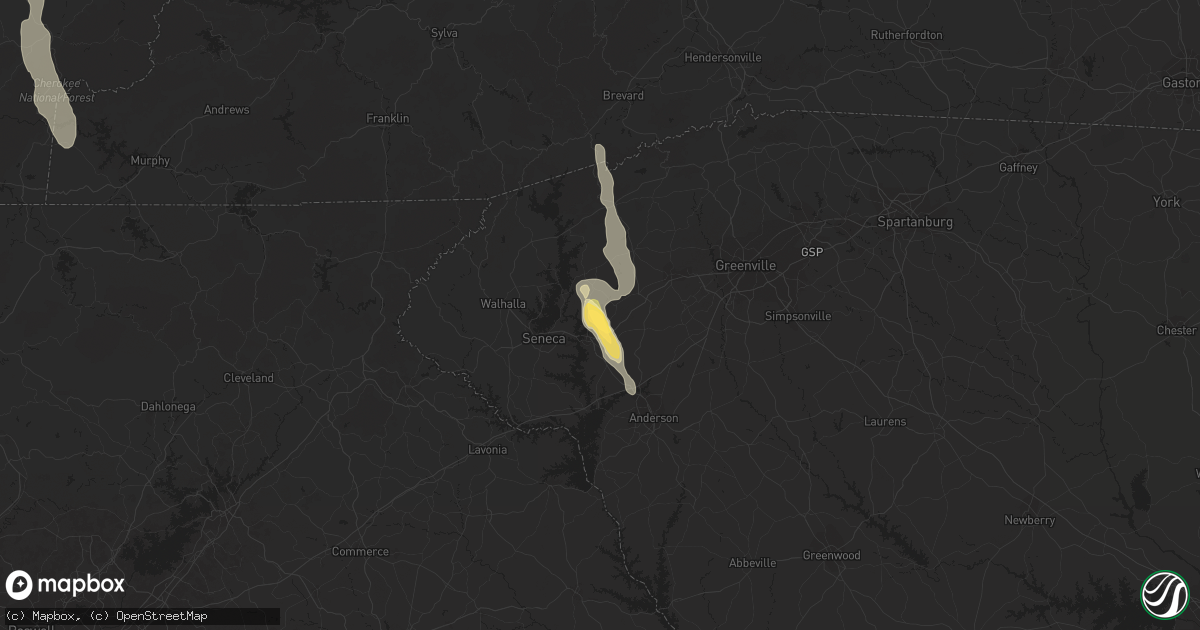 Hail map in Central, SC on August 20, 2014